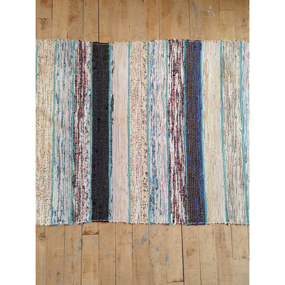 Antique Imported Swedish Hand Made Rag Rug Runner (26.5" x 140" ) As Shown - Picture 3 of 12
